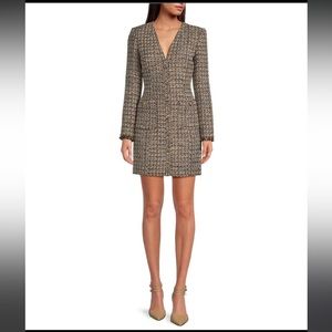 Gianni Bini Dela Tweed V-Neck Long Sleeve Mini Dress